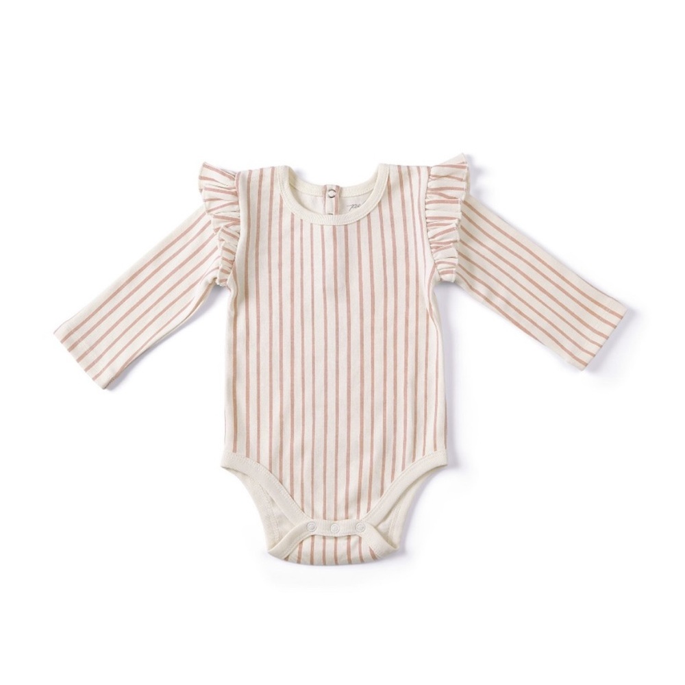 Pehr Long Sleeve Ruffle One-Piece - Stripes Away
